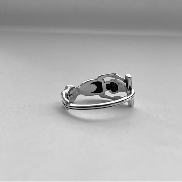 Sterling silver skeleton with cross ring, skeleton ring, cross ring, skeleton - Picture 10 of 11